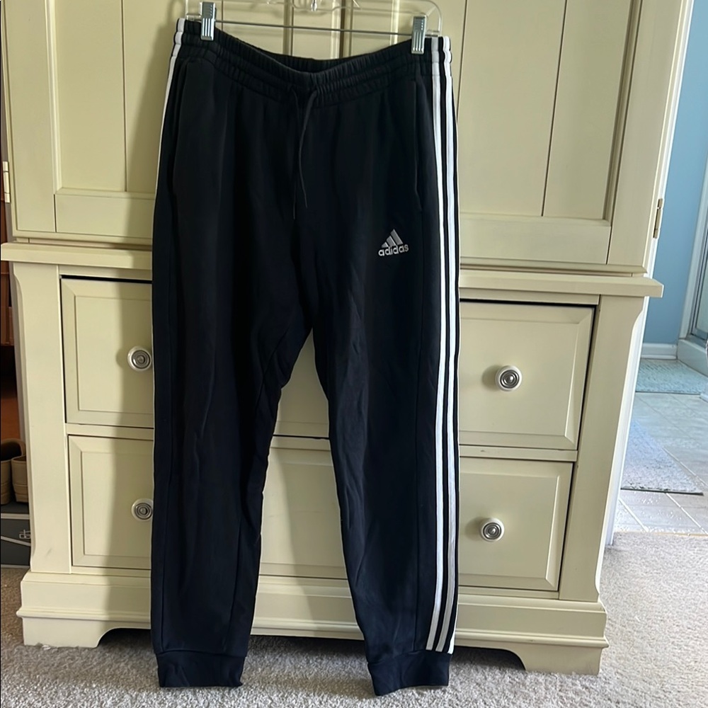 Adidas Black & White Sweatpants with Iconic Stripes